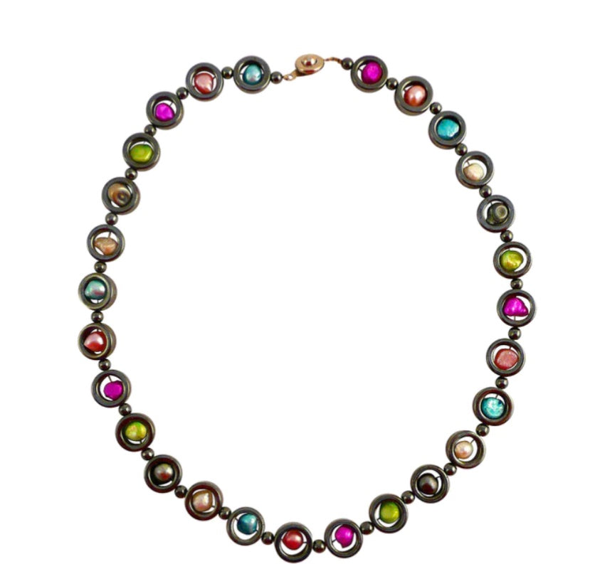 Hematite Pearl Necklace