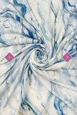 8090 Foiled Swirl Print Frayed Scarf