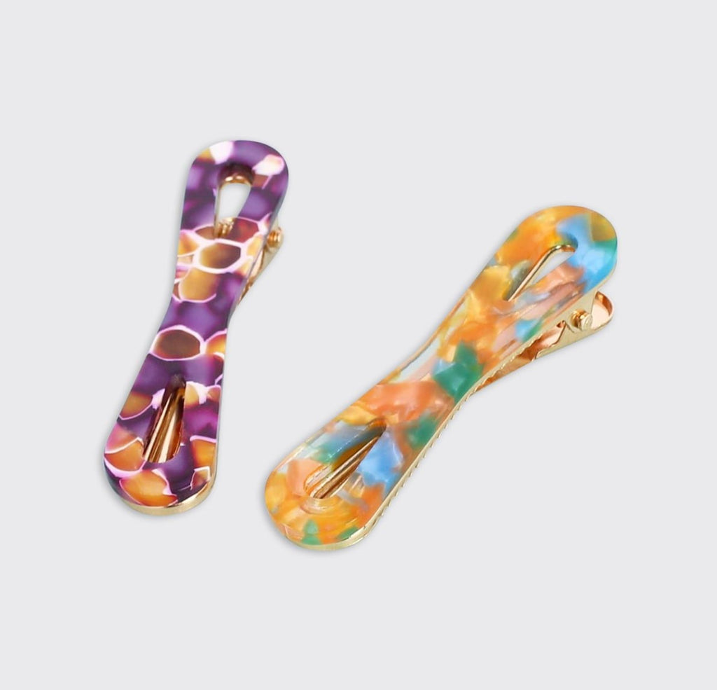 Multi Onyx Set of 2 Bow Hair Clips