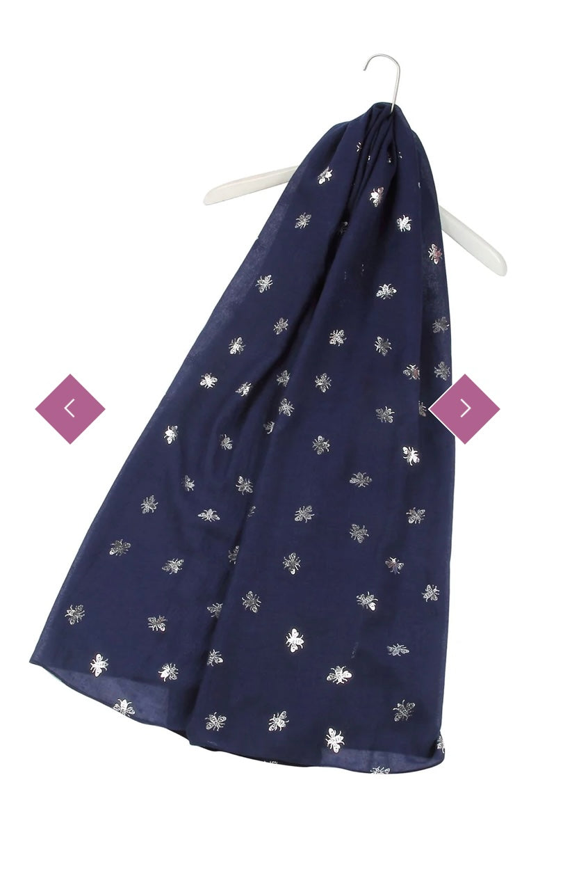2794 Silver Bee Print Scarf