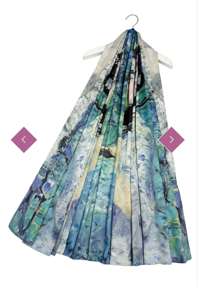 8125 Manet 'Jeanne Demarsy'/Monet 'Water Lily' Reversible Silk Scarf