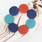FB1305 ELASTICATED WOODEN DISC BRACELET