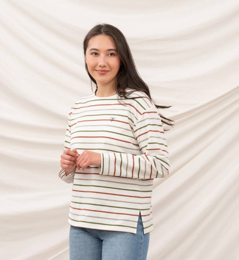 Causeway Breton Top - Sea Kelp Rust Stripe