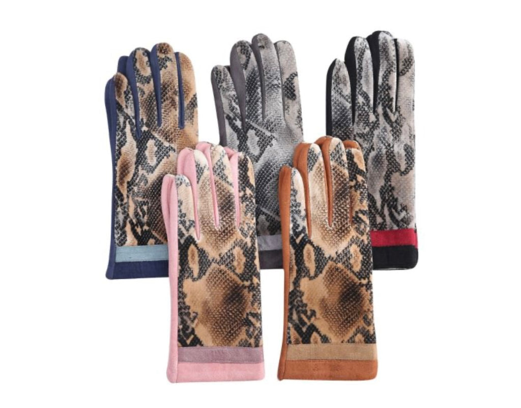 G2004 Faux Velvet Animal Print Gloves