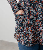 LM25556 MAPLE FLORAL PRINT BRUSHED KNIT TUNIC RED