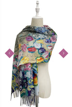 7937 Klimt Portrait of Maria Munk Art Print Reversible Wool Tassel Scarf