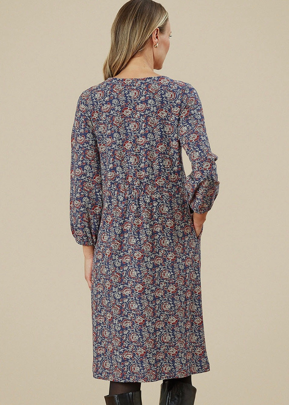 Antara Dress Marina Slub Blue Opal