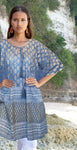 KS1404 SHORT BLOCK-PRINTED COTTON KAFTAN