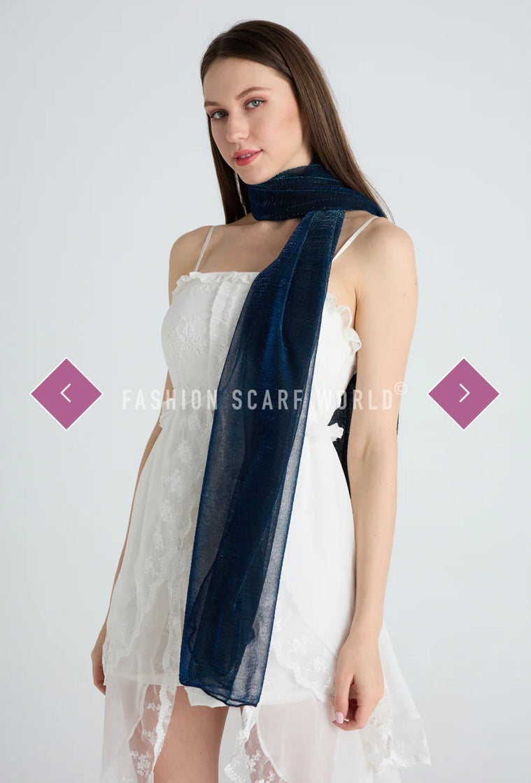 7584 Plain Shimmer Metallic Occasion Scarf / Shawl