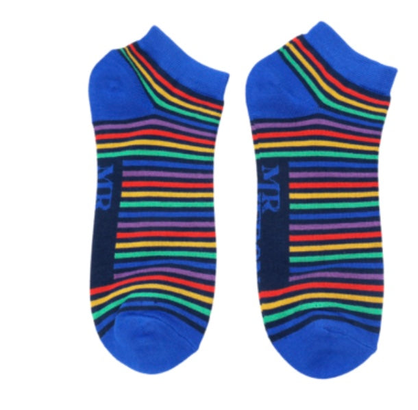 Mht024 Vibrant Stripes Trainer Socks Navy