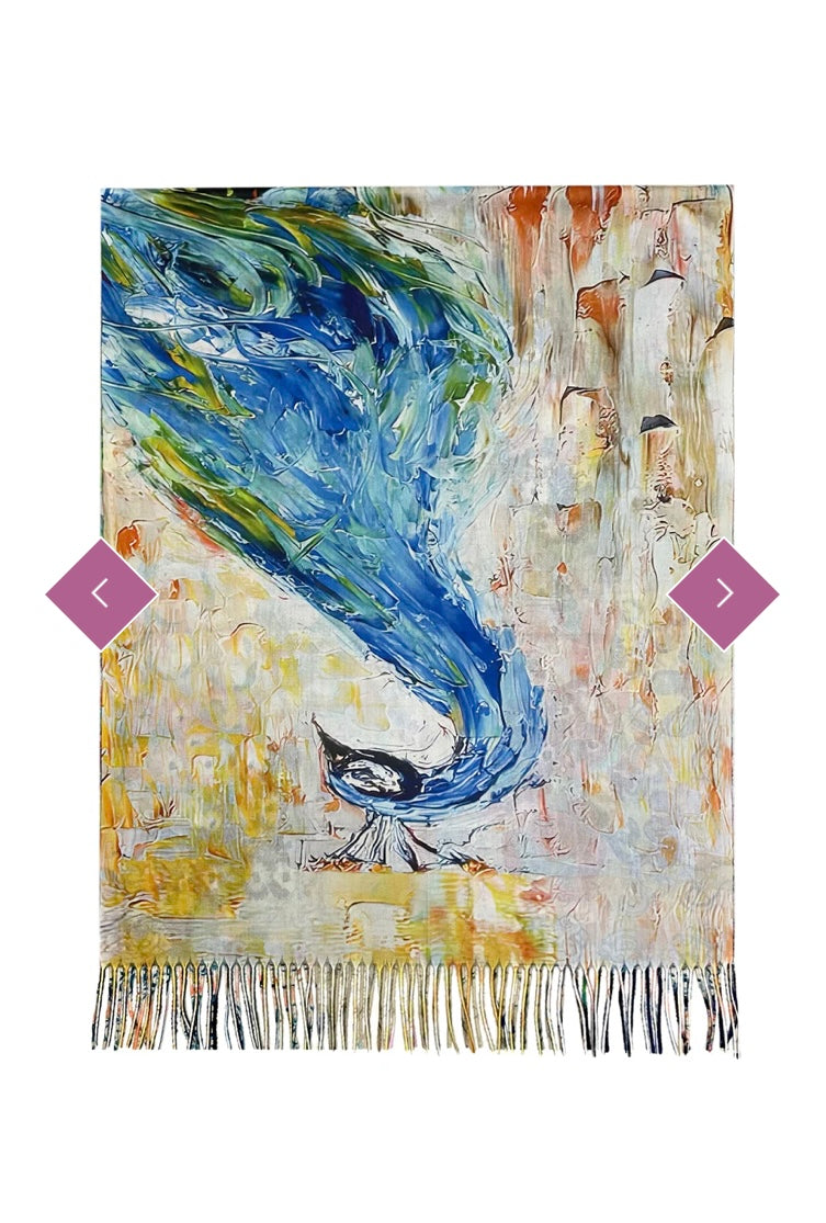 7937 Klimt Portrait of Maria Munk Art Print Reversible Wool Tassel Scarf