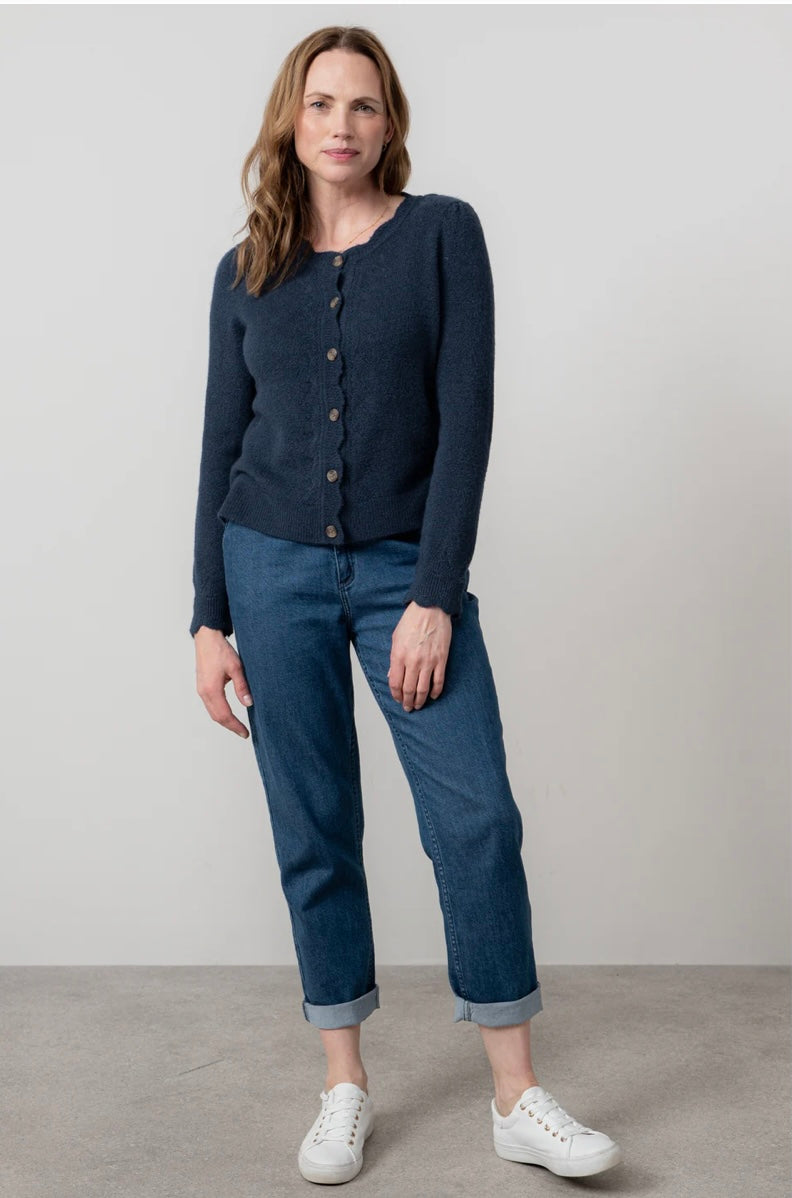 LM25658 LAYLA POINTELLE KNIT CARDIGAN NAVY