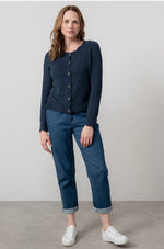 LM25658 LAYLA POINTELLE KNIT CARDIGAN NAVY