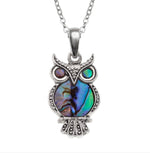 Tj083 Paua Shell Owl Necklace