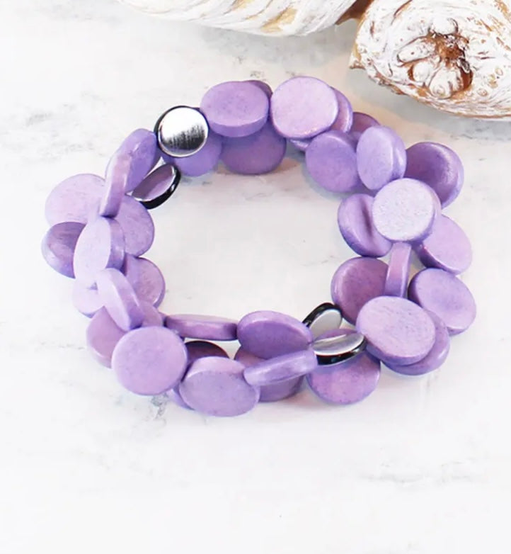 UJ1421 SET/3 ELASTICATED DISC BRACELETS