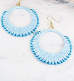 SJ1301 RAFFIA & BEAD HOOP EARRINGS