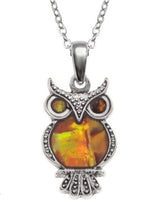 Tj083 Paua Shell Owl Necklace