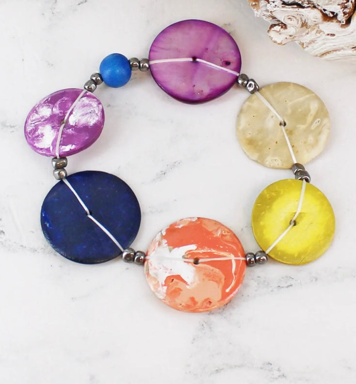 UJ1514 SHELL & COCONUT DISC BRACELET
