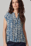 Aztec Print Maya Top - Navy/Stone