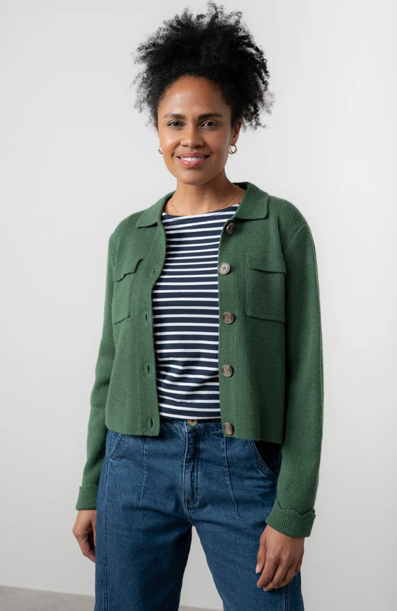 LM25668 CHESTNUT KNITTED JACKET PINE GREEN