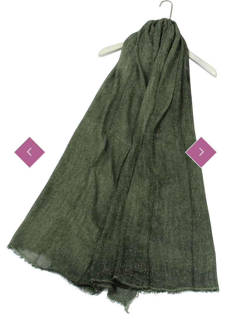 3035 Metallic Pin Stripe Frayed Scarf