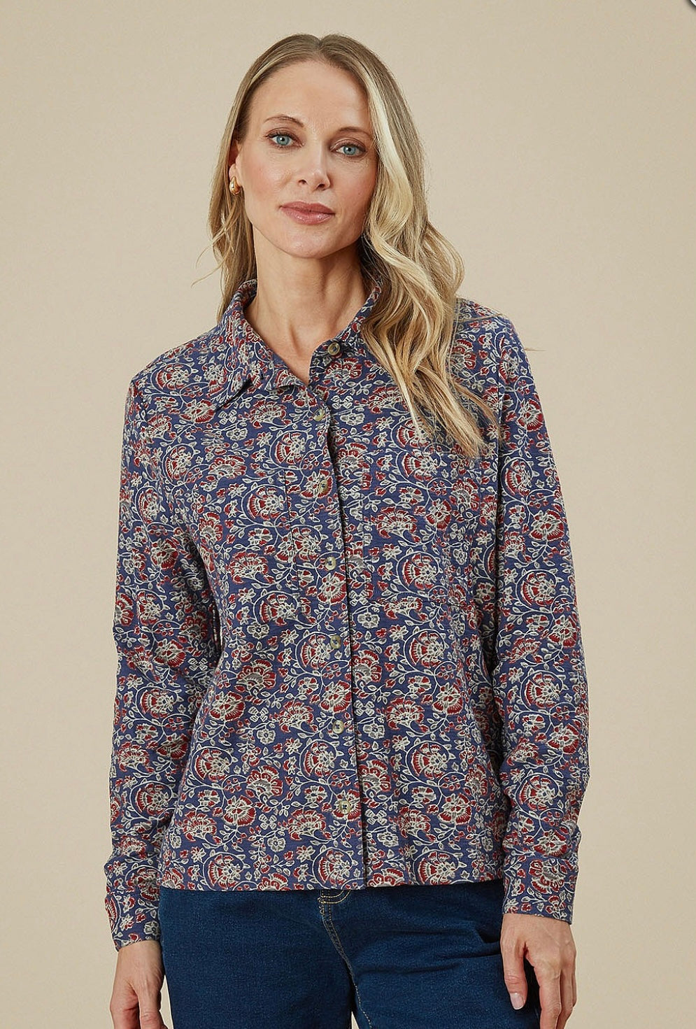 Freya Shirt-Marina Slub Blue Opal