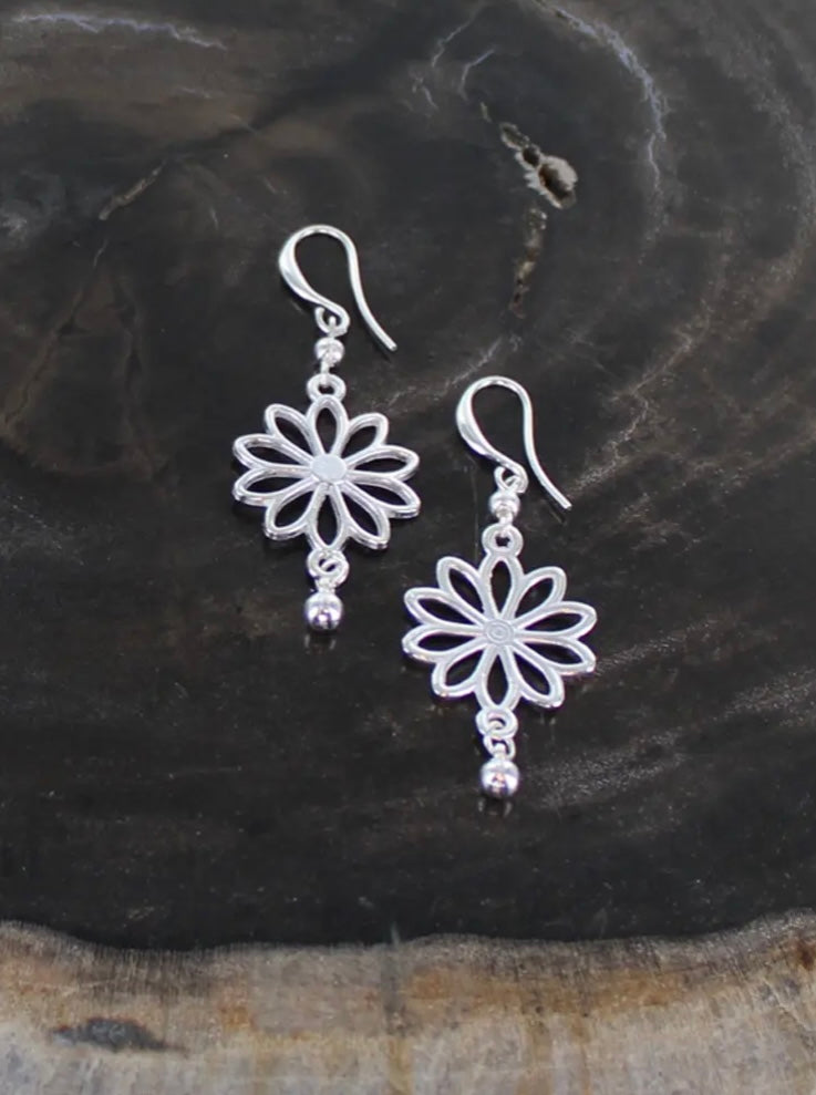 SP311 SINGLE FLOWER EARRINGS [SILVER-PLATE]