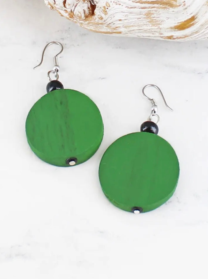 FB6405 WOODEN DISC EARRINGS