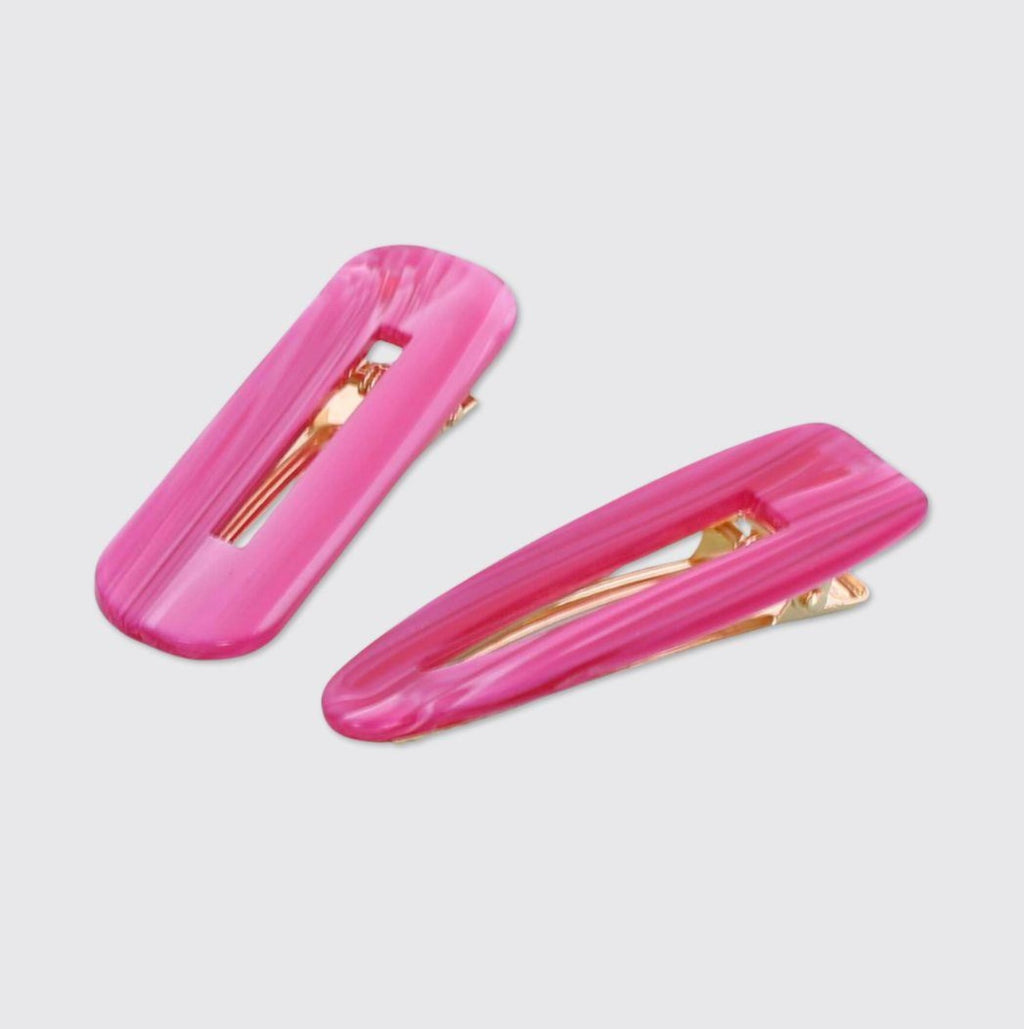 Set of 2 Barley Sugar Hair Clips - Pink