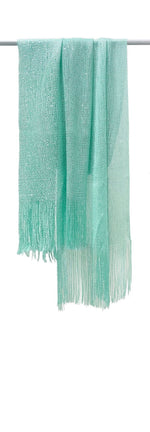7589 Metallic Thread Woven Tassel Scarf/Shawl