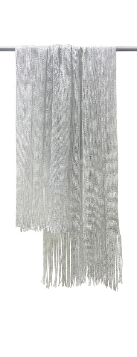 7589 Metallic Thread Woven Tassel Scarf/Shawl