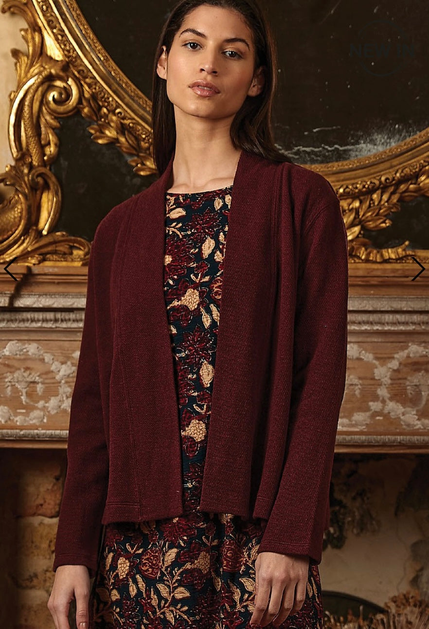 Cotton Jacquard Shishma Cardigan - Windsor Wine