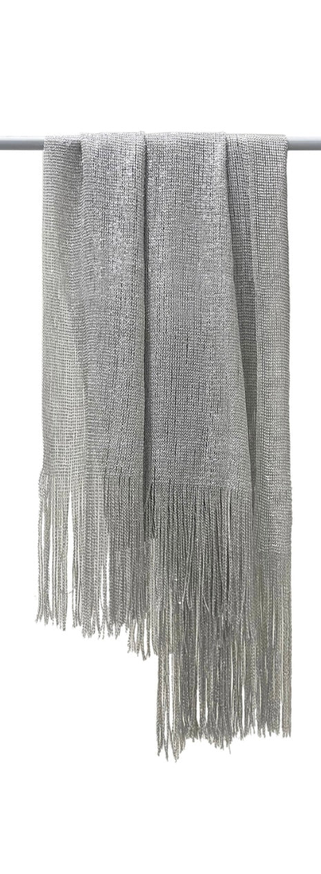 7589 Metallic Thread Woven Tassel Scarf/Shawl