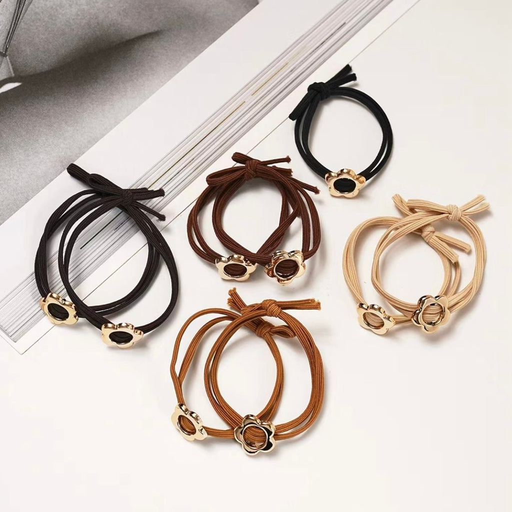HE1032 Flower Elastic Hair Ties Pack Of 10