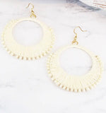 SJ1301 RAFFIA & BEAD HOOP EARRINGS