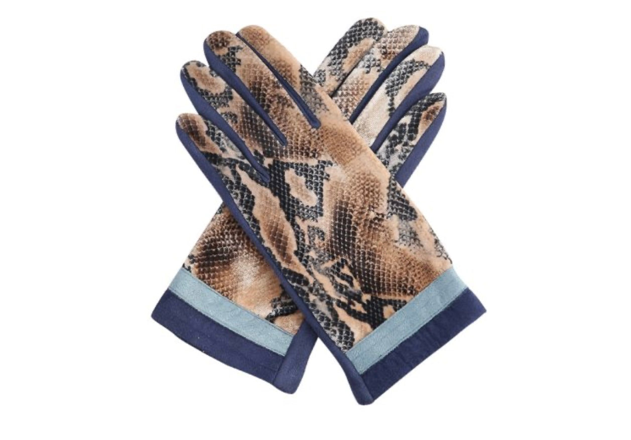 G2004 Faux Velvet Animal Print Gloves