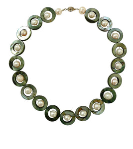 Taje 01n Grey Shell & Pearl Necklace