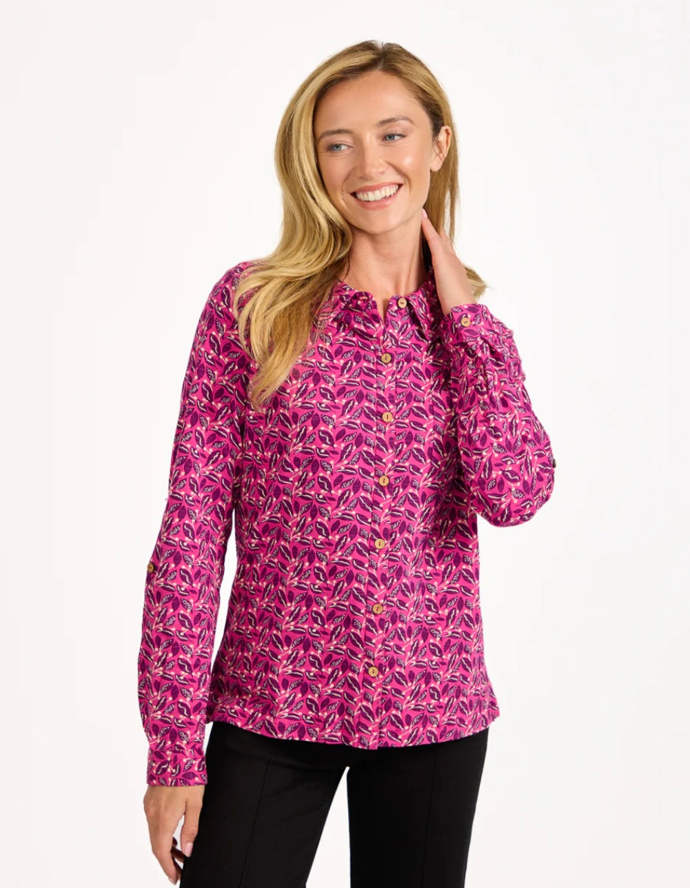 692 LEAF PRINT COTTON SHIRT