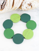 FB6404 ELASTICATED WOODEN DISC BRACELET