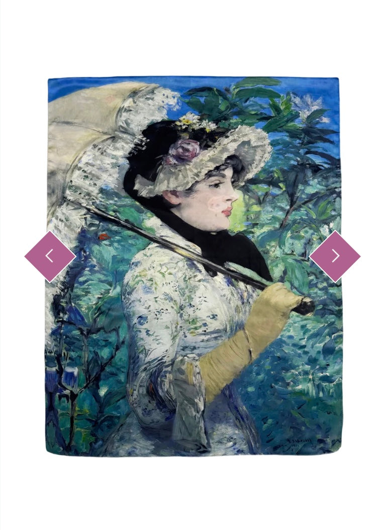 8125 Manet 'Jeanne Demarsy'/Monet 'Water Lily' Reversible Silk Scarf