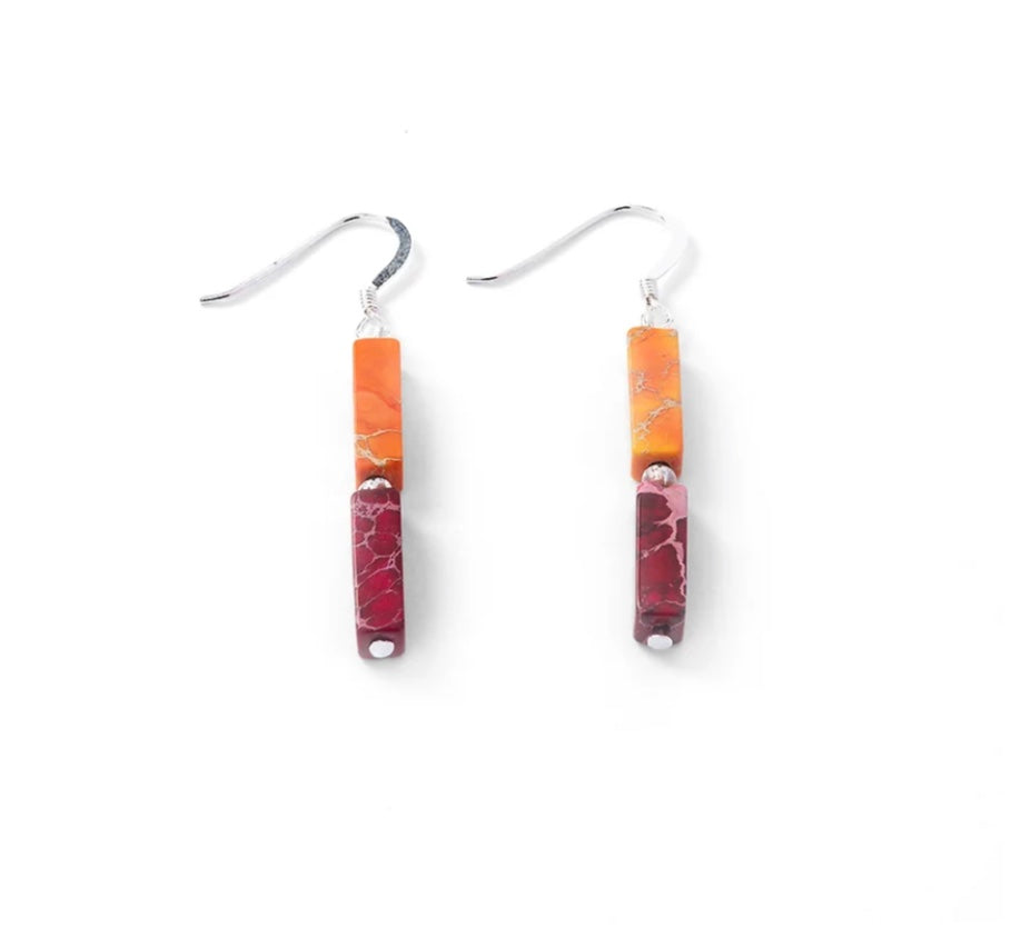 EH1865 Rainbow Jasper Semi-Precious Beaded Earrings