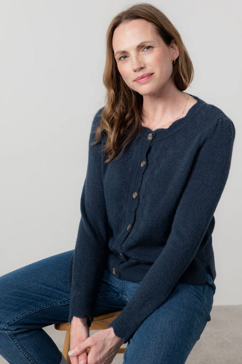 LM25658 LAYLA POINTELLE KNIT CARDIGAN NAVY
