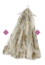 8090 Foiled Swirl Print Frayed Scarf