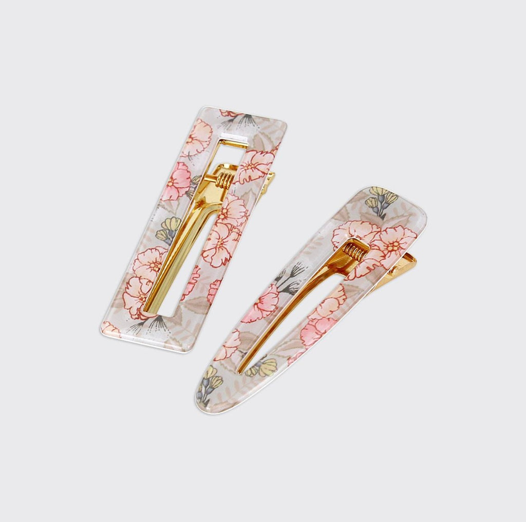 Peony Set of 2 Hairclips- Peach