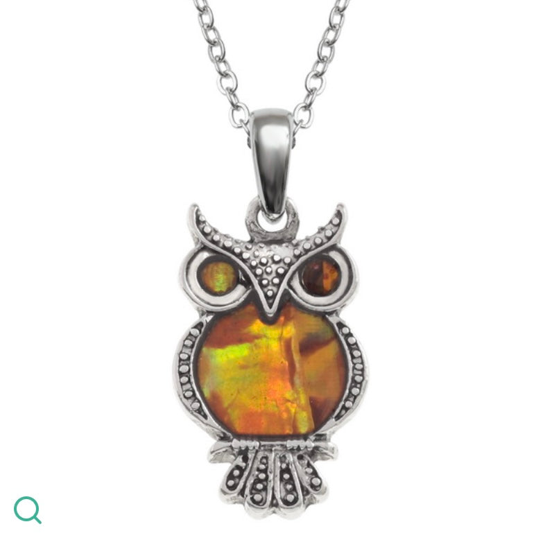 TJ082 Amber owl necklace