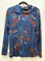 12956 Leaf Print Cowl Neck Top