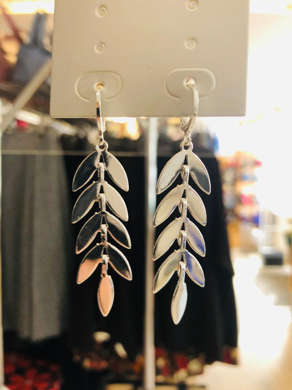 205884 Silver Coloured Leaf Earrings