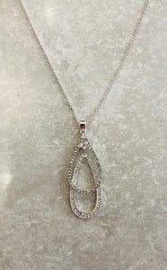 2010828 Long Double Pear Drop Diamond Necklace