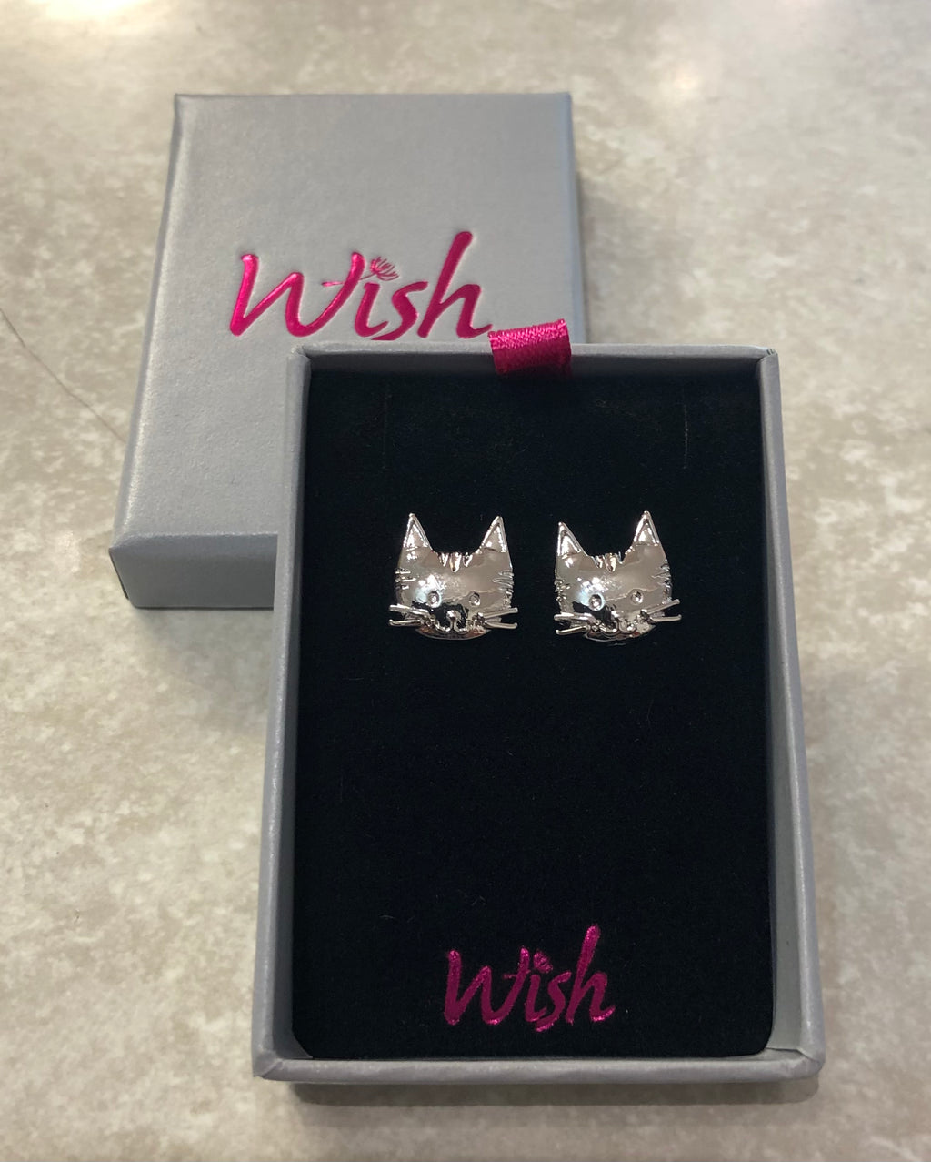 Metal Cat Face Stud Earrings