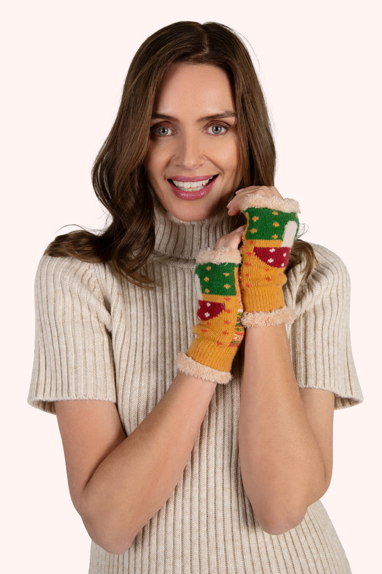 TOADSTOOL WRIST WARMERS - MUSTARD COS140